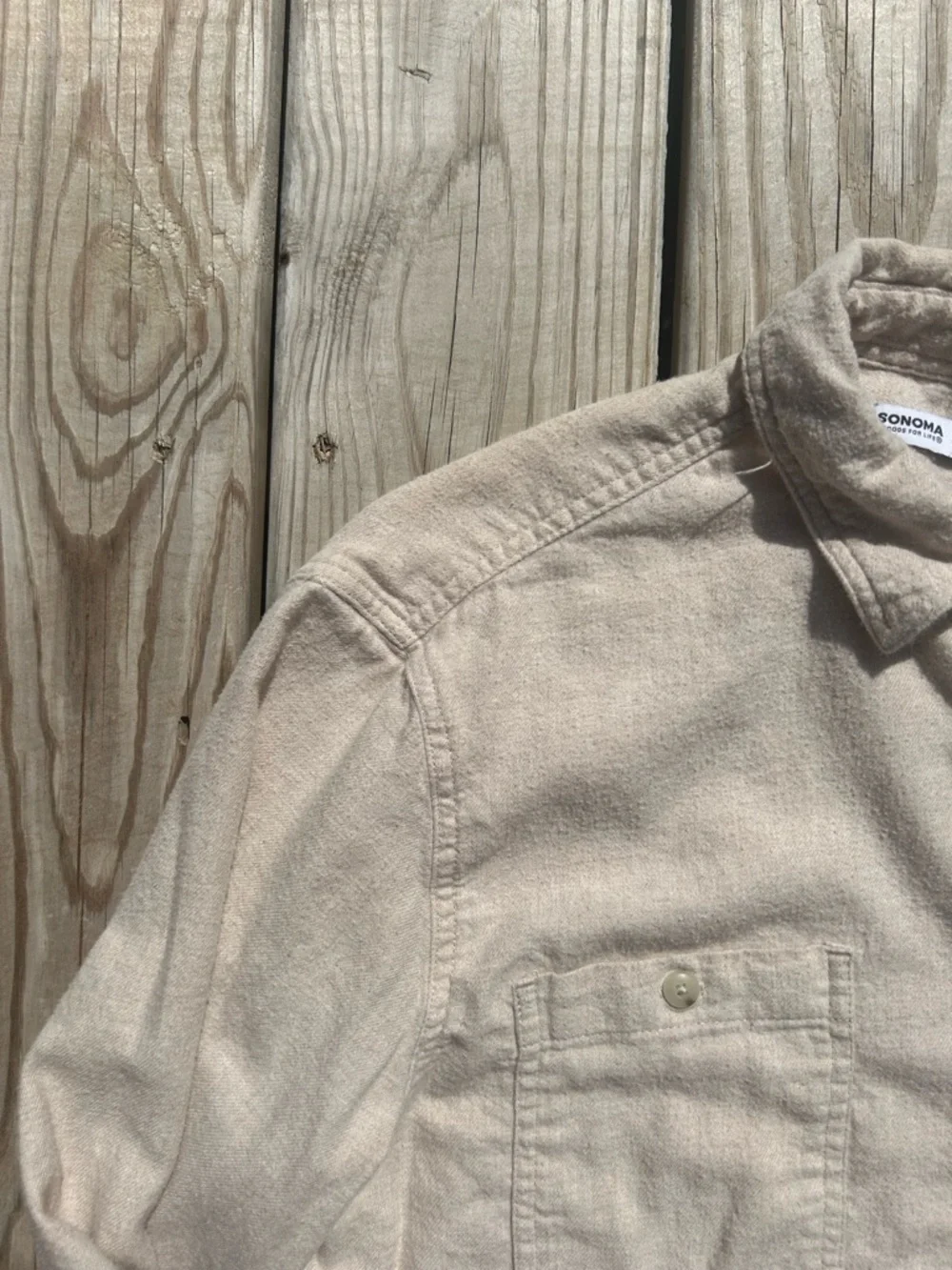 Sonoma Supersoft Flannel‎ mens Color Beige Size Medium Classic Outdoor Cozy
